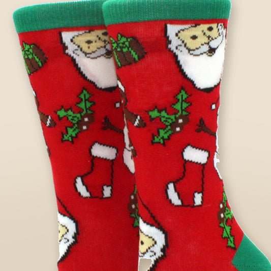Chaussettes de Noël « Père Noël & houx »