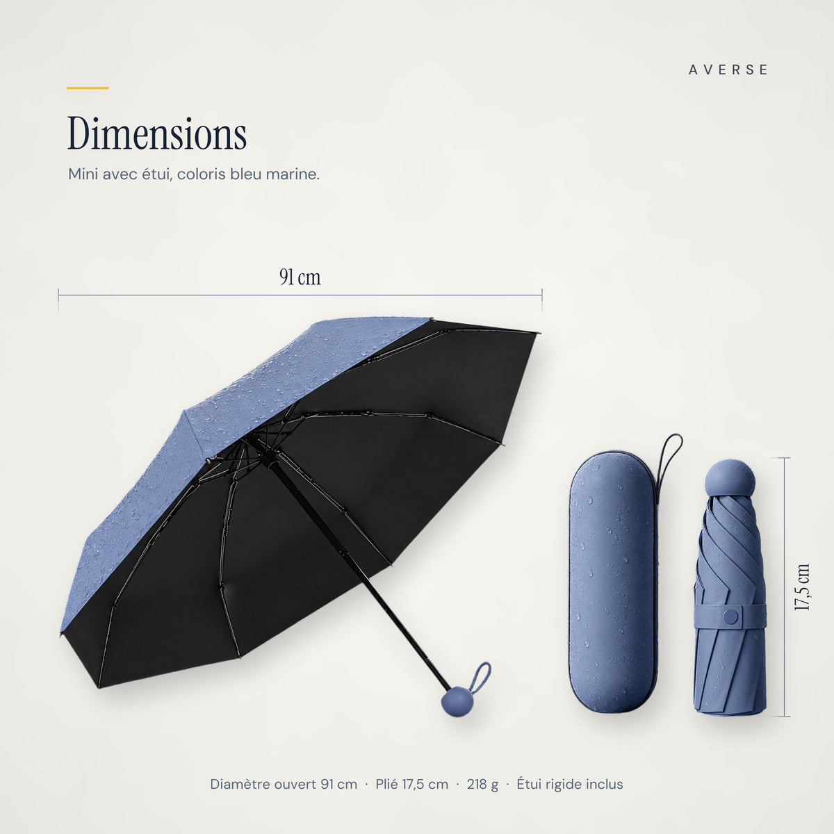 Mini — Bleu marine — dimensions