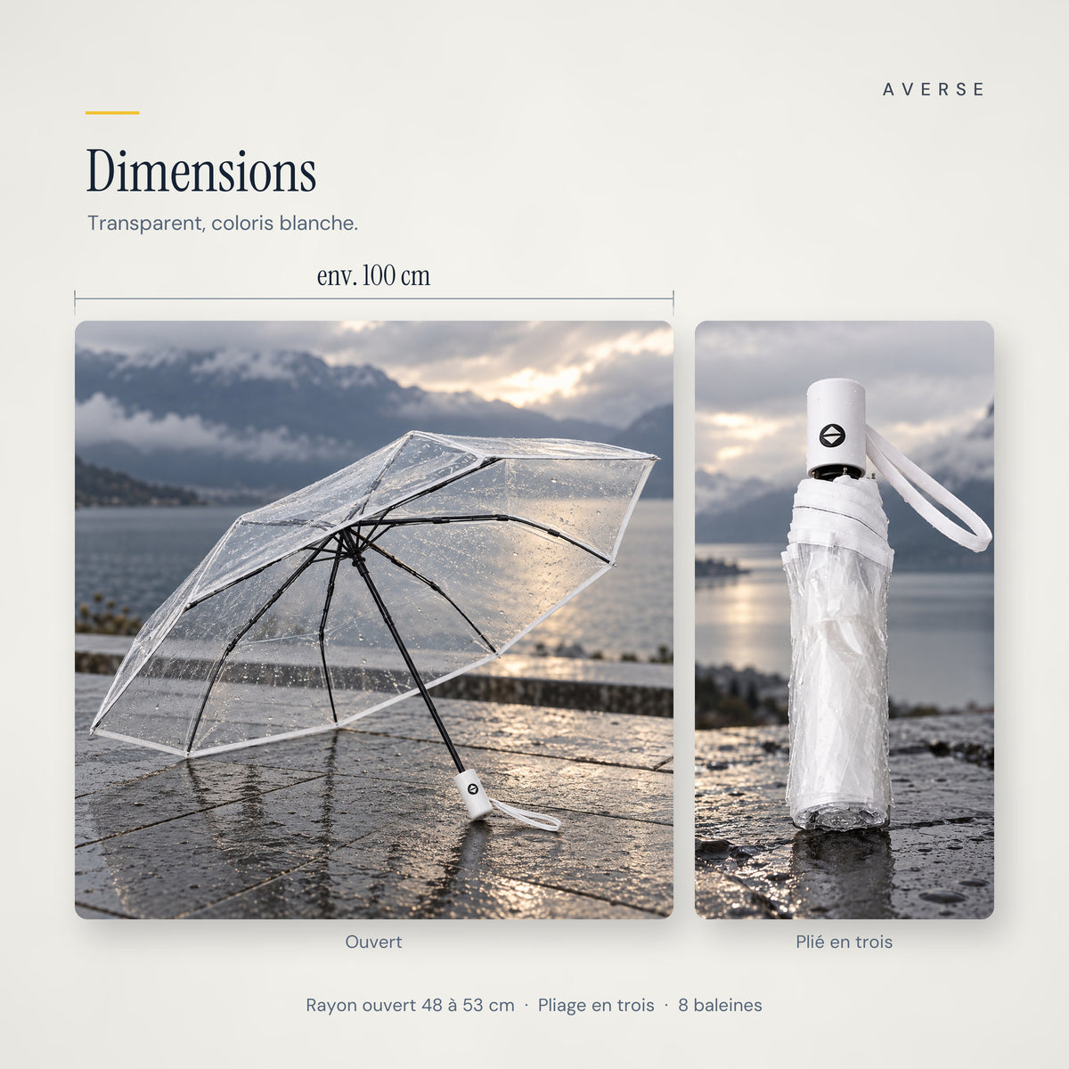 Transparent — Blanche — dimensions