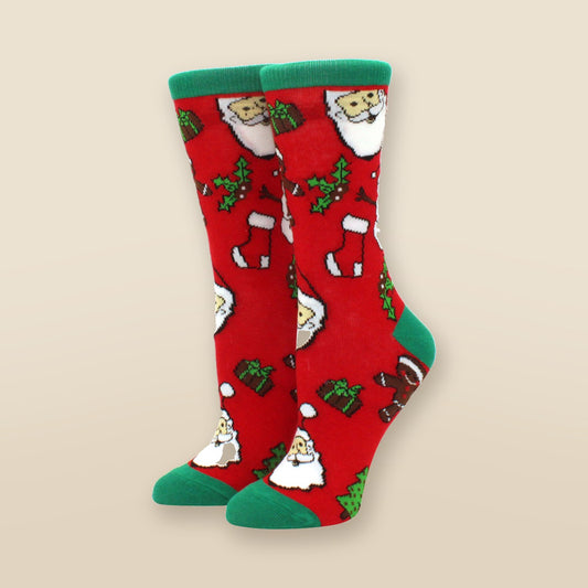 Chaussettes de Noël « Père Noël & houx »