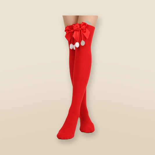 Chaussettes hautes à pompons de Noël