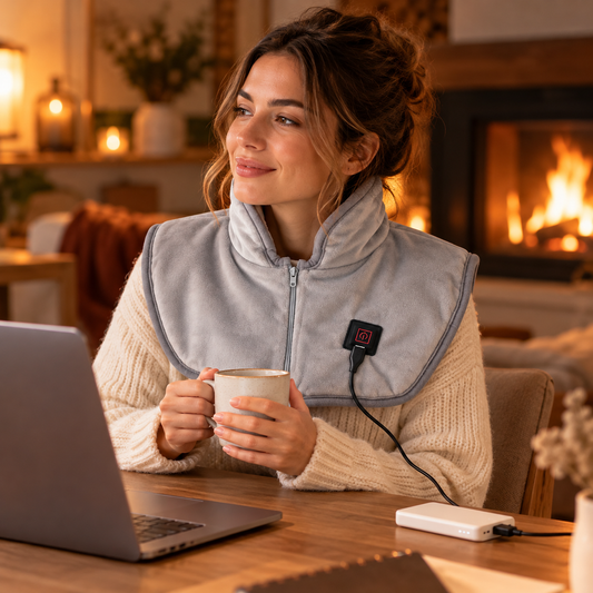 Tour de cou chauffant porté au bureau, en télétravail